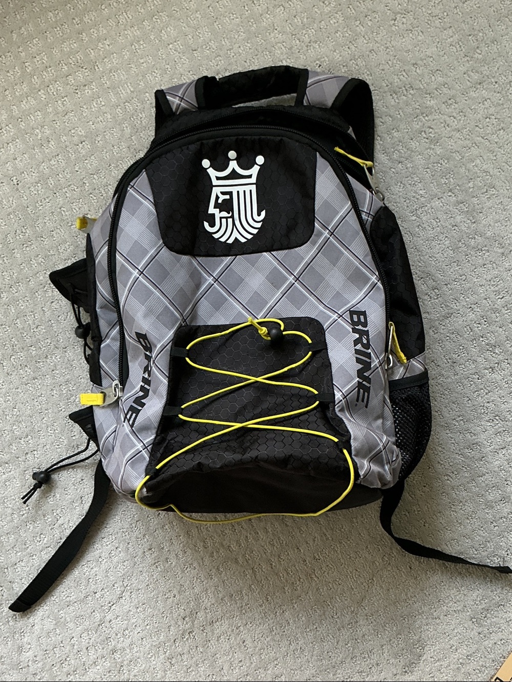BRINE Men's / woman’s / kids Gray & Black soccer Backpack with Yellow Trim
